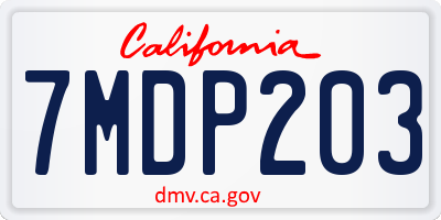 CA license plate 7MDP203