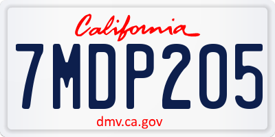 CA license plate 7MDP205