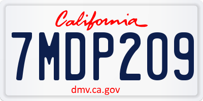 CA license plate 7MDP209