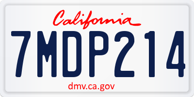 CA license plate 7MDP214