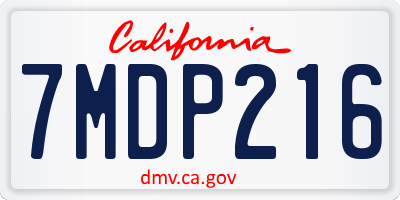 CA license plate 7MDP216
