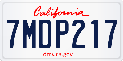 CA license plate 7MDP217