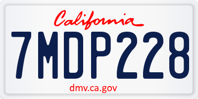 CA license plate 7MDP228