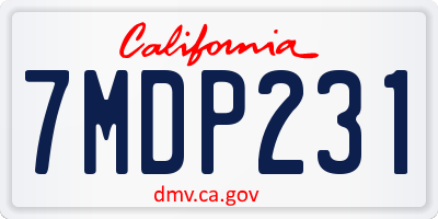 CA license plate 7MDP231