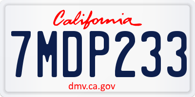 CA license plate 7MDP233