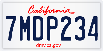 CA license plate 7MDP234