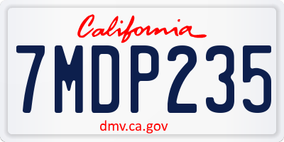 CA license plate 7MDP235