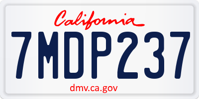 CA license plate 7MDP237