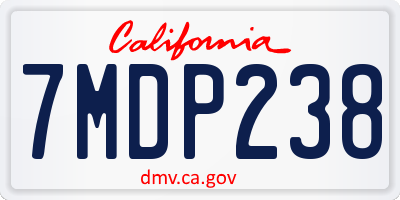 CA license plate 7MDP238