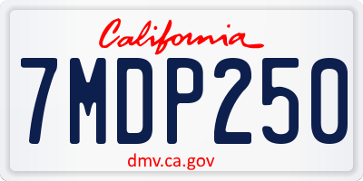CA license plate 7MDP250