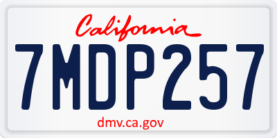 CA license plate 7MDP257