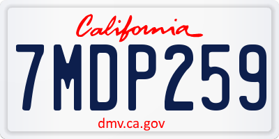 CA license plate 7MDP259