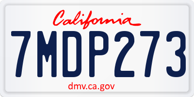 CA license plate 7MDP273