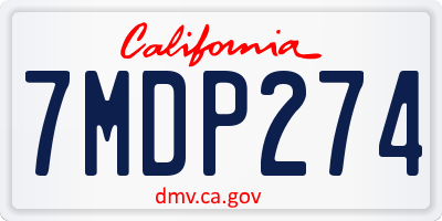 CA license plate 7MDP274