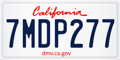 CA license plate 7MDP277