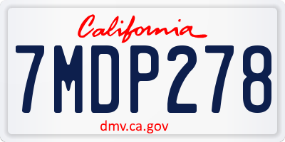 CA license plate 7MDP278