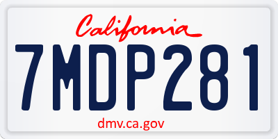 CA license plate 7MDP281
