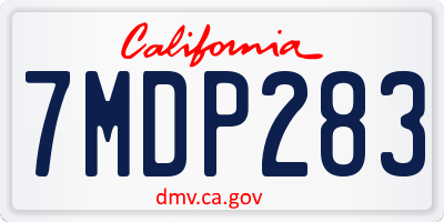 CA license plate 7MDP283