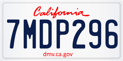 CA license plate 7MDP296