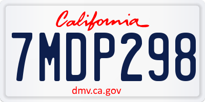 CA license plate 7MDP298