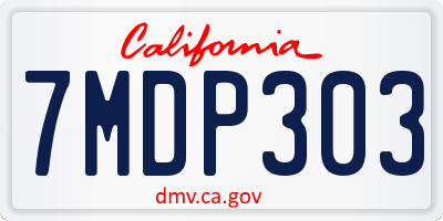 CA license plate 7MDP303