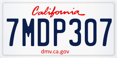 CA license plate 7MDP307