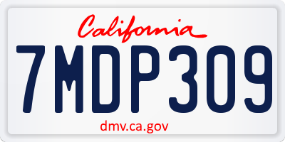 CA license plate 7MDP309