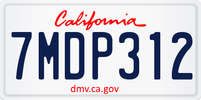 CA license plate 7MDP312