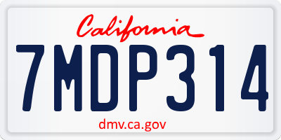 CA license plate 7MDP314