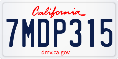 CA license plate 7MDP315
