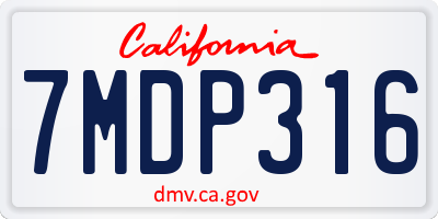 CA license plate 7MDP316