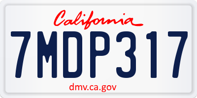 CA license plate 7MDP317
