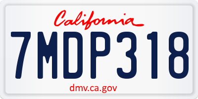 CA license plate 7MDP318