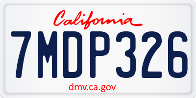 CA license plate 7MDP326