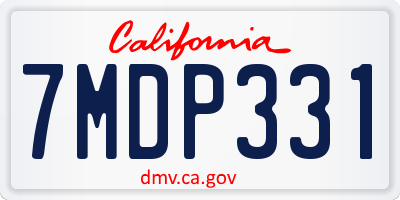 CA license plate 7MDP331