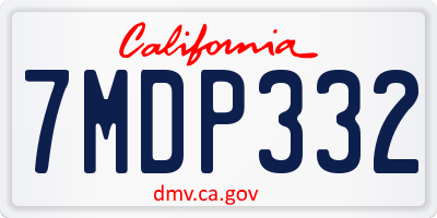 CA license plate 7MDP332