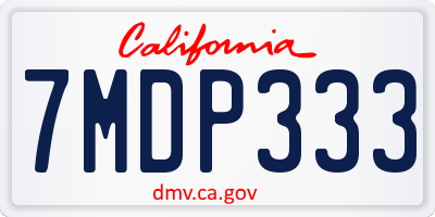 CA license plate 7MDP333