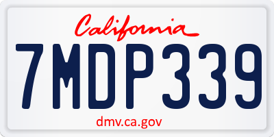 CA license plate 7MDP339