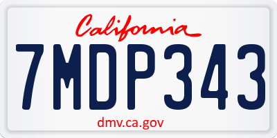 CA license plate 7MDP343