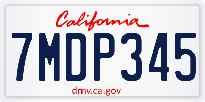 CA license plate 7MDP345