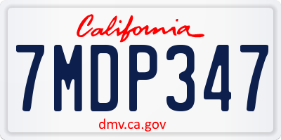 CA license plate 7MDP347