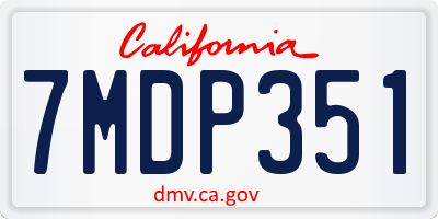 CA license plate 7MDP351