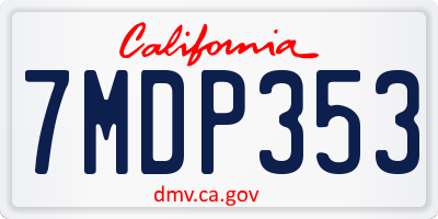 CA license plate 7MDP353