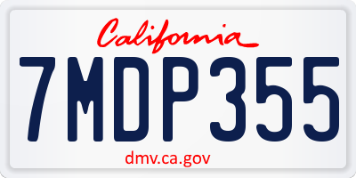 CA license plate 7MDP355