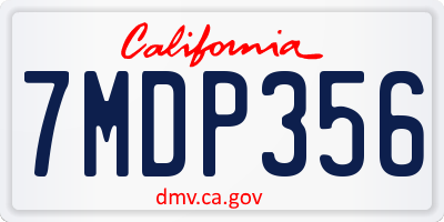 CA license plate 7MDP356