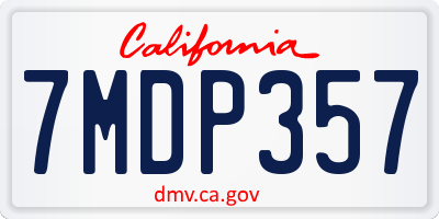 CA license plate 7MDP357
