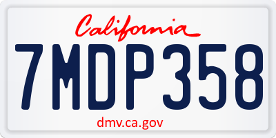 CA license plate 7MDP358