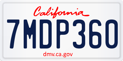CA license plate 7MDP360