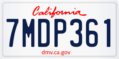 CA license plate 7MDP361