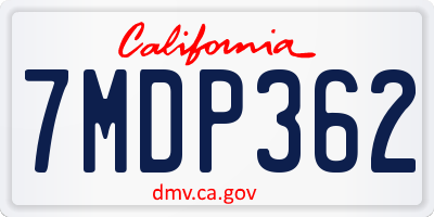 CA license plate 7MDP362